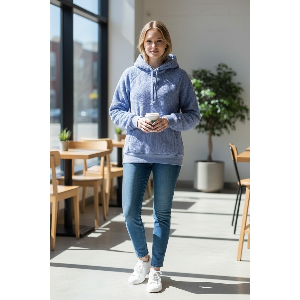 Alo Yoga Womens Sherpa Hoodie Pullover Blue W4326R Size Small S